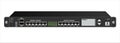 Black router IP traffic for mounting with a 19 inch rack. SFP, SFP+, USB, RG-45 connectors and Router Management Screen.