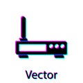 Black Router and wi-fi signal icon isolated on white background. Wireless ethernet modem router. Computer technology