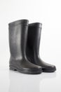 Black rubber boots isolated. Royalty Free Stock Photo