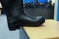 Black rubber boots, these rubber boots are usually worn by mining and construction workers Royalty Free Stock Photo
