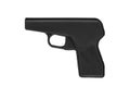 Black rubber dummy gun isolate on a white background. Dummy weapons for training in self-defense. Fake guns made from rubber For