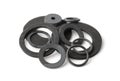 Black rubber gaskets and washers Royalty Free Stock Photo