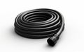 Black Rubber Hose for Watering on a White Background. Generative By Ai