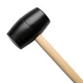 A black rubber mallet with a light brown wooden handle isolated on white background Royalty Free Stock Photo