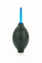Black rubber pear enema for dusting photographic equipment on a white background