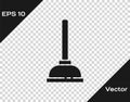 Black Rubber plunger with wooden handle for pipe cleaning icon isolated on transparent background. Toilet plunger Royalty Free Stock Photo
