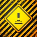 Black Rubber plunger with wooden handle for pipe cleaning icon isolated on yellow background. Toilet plunger. Warning Royalty Free Stock Photo