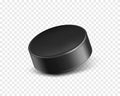 Black rubber puck for play ice hockey Royalty Free Stock Photo