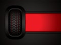 Black rubber tires on red background