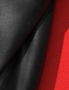 Black Rubberized Fabric Close Up on Red.