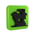 Black Ruined house icon isolated on transparent background. Broken house. Derelict home. Abandoned home. Green square