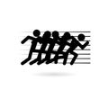 Black Running people icon and silhouette, sport and activity background logo Royalty Free Stock Photo