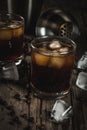 Black Russian cocktail with vodka and coffee liquor