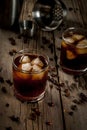 Black Russian cocktail with vodka and coffee liquor