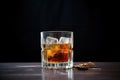 black russian, pristine glass edges, dark background