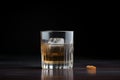 black russian, pristine glass edges, dark background