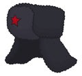 Black Russian ushanka hat with red star over white background, Vector illustration