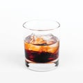 Black Russian vodka with ice in glass on white background Royalty Free Stock Photo