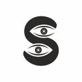 Black S initial letter with eye logo Royalty Free Stock Photo
