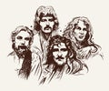 Black Sabbath, heavy metal band vector sketch illustration. Royalty Free Stock Photo