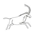 Black Sable Antelope or Hippotragus Niger Jumping Continuous Line Drawing