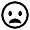 Black Sad emoji face flat style icon. Depressed emoticon. Pensive facial expression