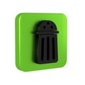 Black Salt icon isolated on transparent background. Cooking spices. Green square button.