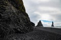 Black sand beach and the basalt mount Reynisfjall, Vik,Iceland Royalty Free Stock Photo
