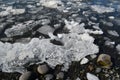 Black Sand Beach with Icebergs in a Lagoon Royalty Free Stock Photo