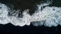 The black sand beach in Iceland. Sea aerial view and top view. Amazing nature, beautiful backgrounds and colors Royalty Free Stock Photo