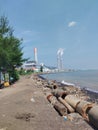 Black sand of beach kembang jepara