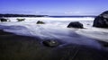 Black sand beach.