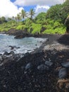 Black sand beach in maui Royalty Free Stock Photo