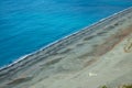 Black sand beach of Nonza,aerial view , Cap Corse in Corsica France Royalty Free Stock Photo