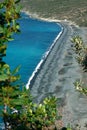 Black sand beach of Nonza, view from the Genoese tower, Cap Corse in Corsica France Royalty Free Stock Photo