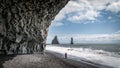 The black sand beach of Reynisfjara and the basalt columns in the southern coast of Iceland Royalty Free Stock Photo