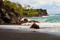 Black sand beach on road to Hana