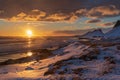 Black sand beach at Stokksnes during sunset Royalty Free Stock Photo