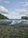 Black sand beach in Tjornuvik, Faroe Islands