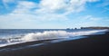 Black sand beach Vik Reynisfjara Reynisdrangar Iceland Atlantic ocean