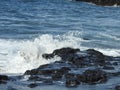 Black sand beaches rocks and waves in Tenerife Royalty Free Stock Photo