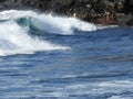 Black sand beaches rocks and waves in Tenerife Royalty Free Stock Photo