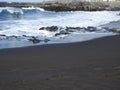 Black sand beaches rocks and waves in Tenerife Royalty Free Stock Photo