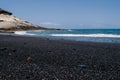 Black sand volcanic beach with the sea view in Tenerife, Canary islands Royalty Free Stock Photo