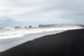 Black Sandy Beach along the Southern Coast of Iceland on an Overcast Fall Day Royalty Free Stock Photo