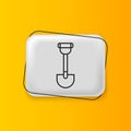 Black Sapper shovel for soldiers icon isolated on yellow background. Silver rectangle button. Vector Royalty Free Stock Photo
