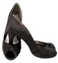 Black satin shoes Royalty Free Stock Photo