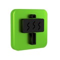 Black Sauna icon isolated on transparent background. Green square button.