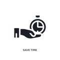 black save time isolated vector icon. simple element illustration from time management concept vector icons. save time editable