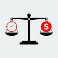 Black Scales Balance Money And Time Icon